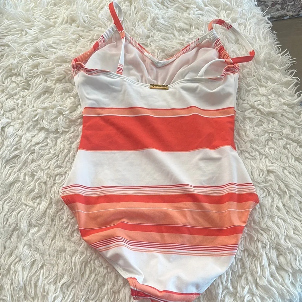 MICHAEL Michael Kors Burnt Orange & White One Piece Swimsuit